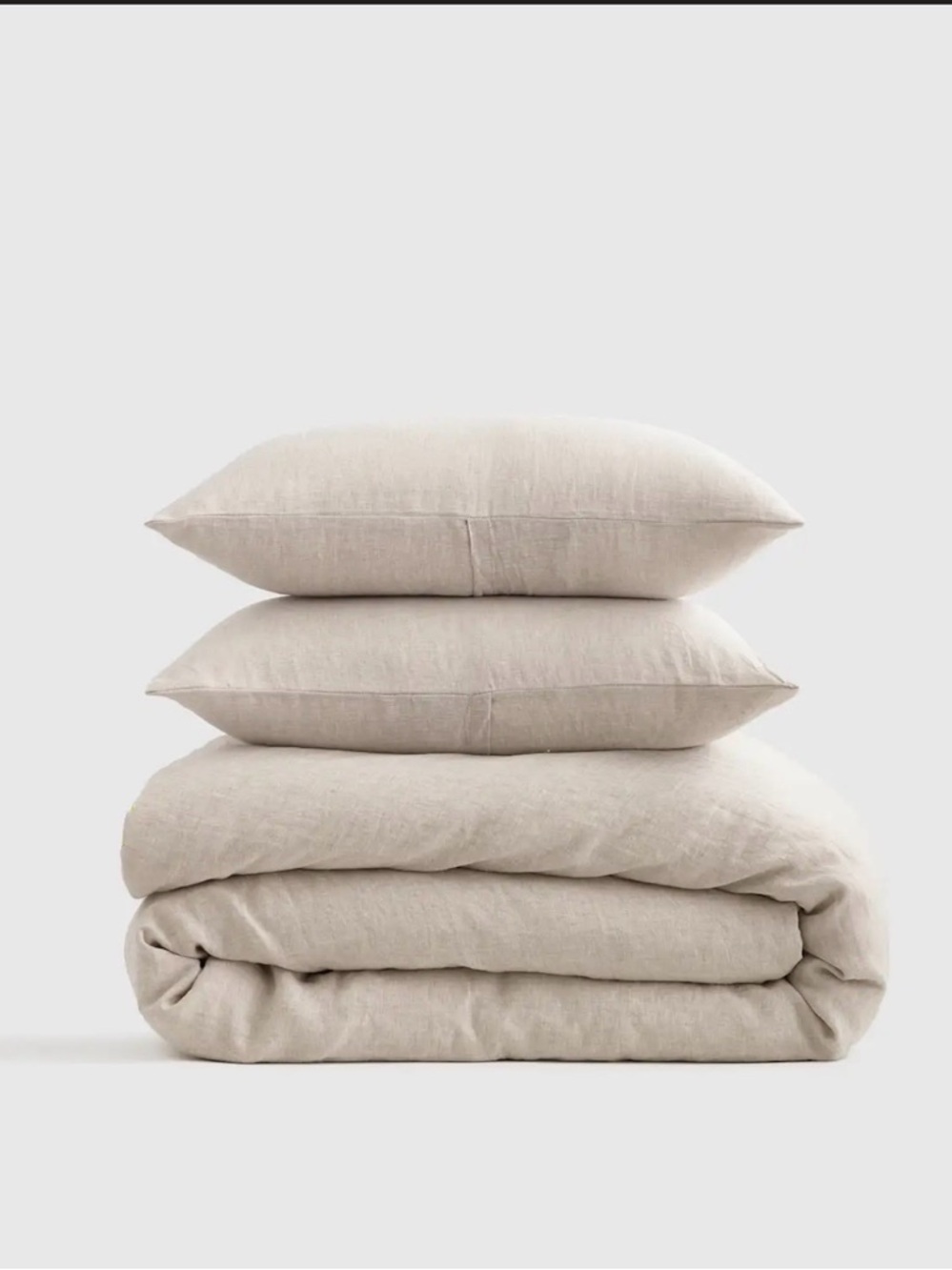 Quince European Linen Duvet Set King/Cal King Natural Chambray 3-Piece Set NWOT